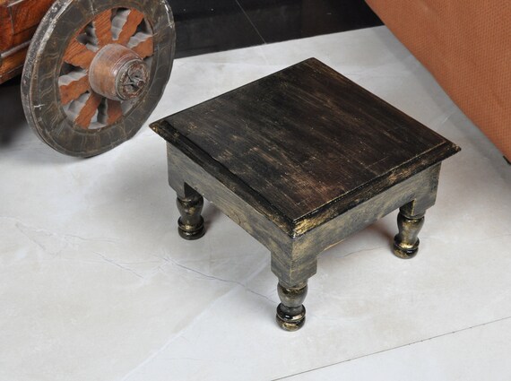 Indian Chowki 9 Inch House Decor Handmade Wood Side Low Coffee Etsy