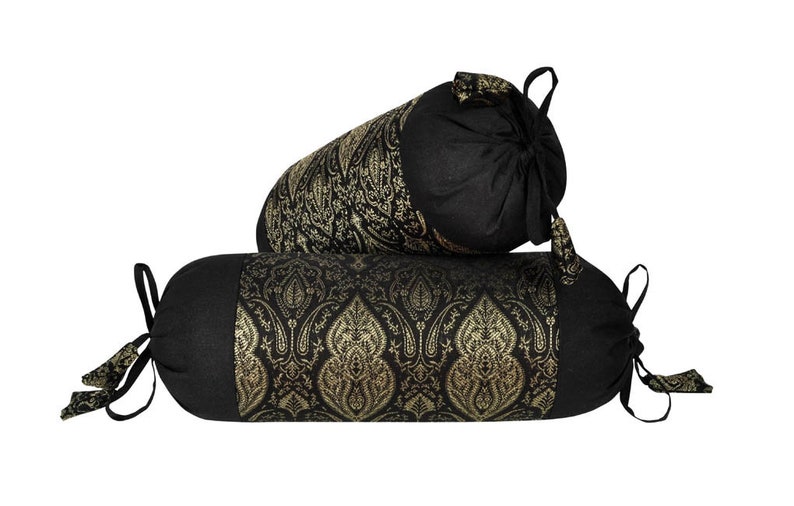 Indian Handmade Brocade Silk Yoga Bolster Pillow Cover Paisley Etsy