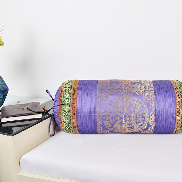 Indian Home Decor Back Support Banarsi Silk Traditional Brocade Cushion Bolster Pillowcase bolster cover