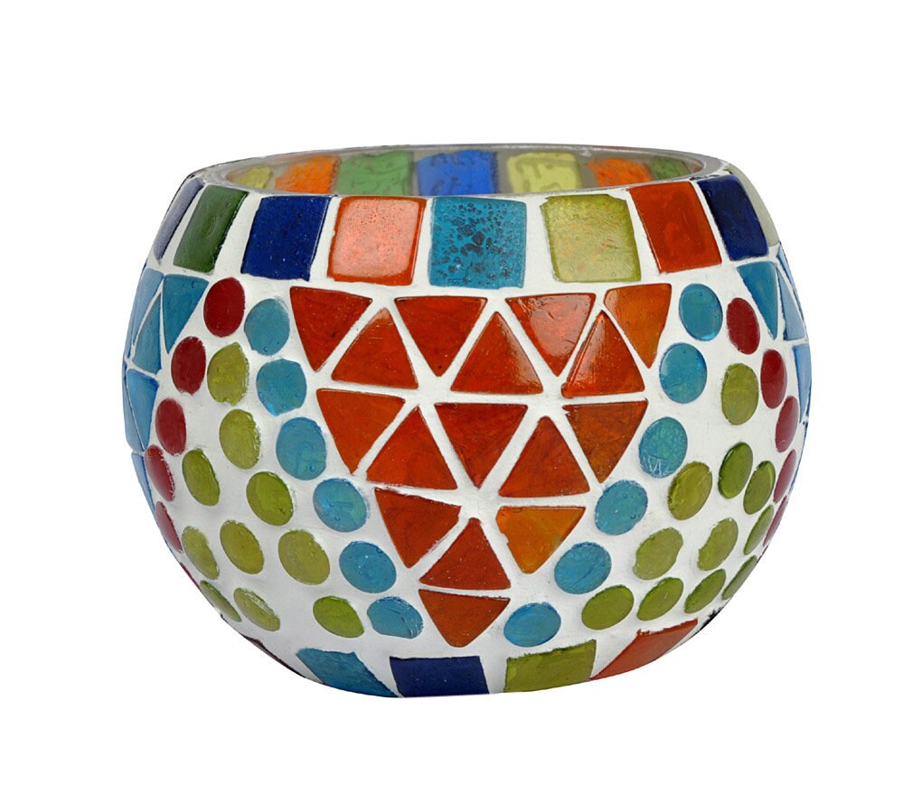 Home Decor Mosaic Glass Candle Holder Wedding Table Etsy