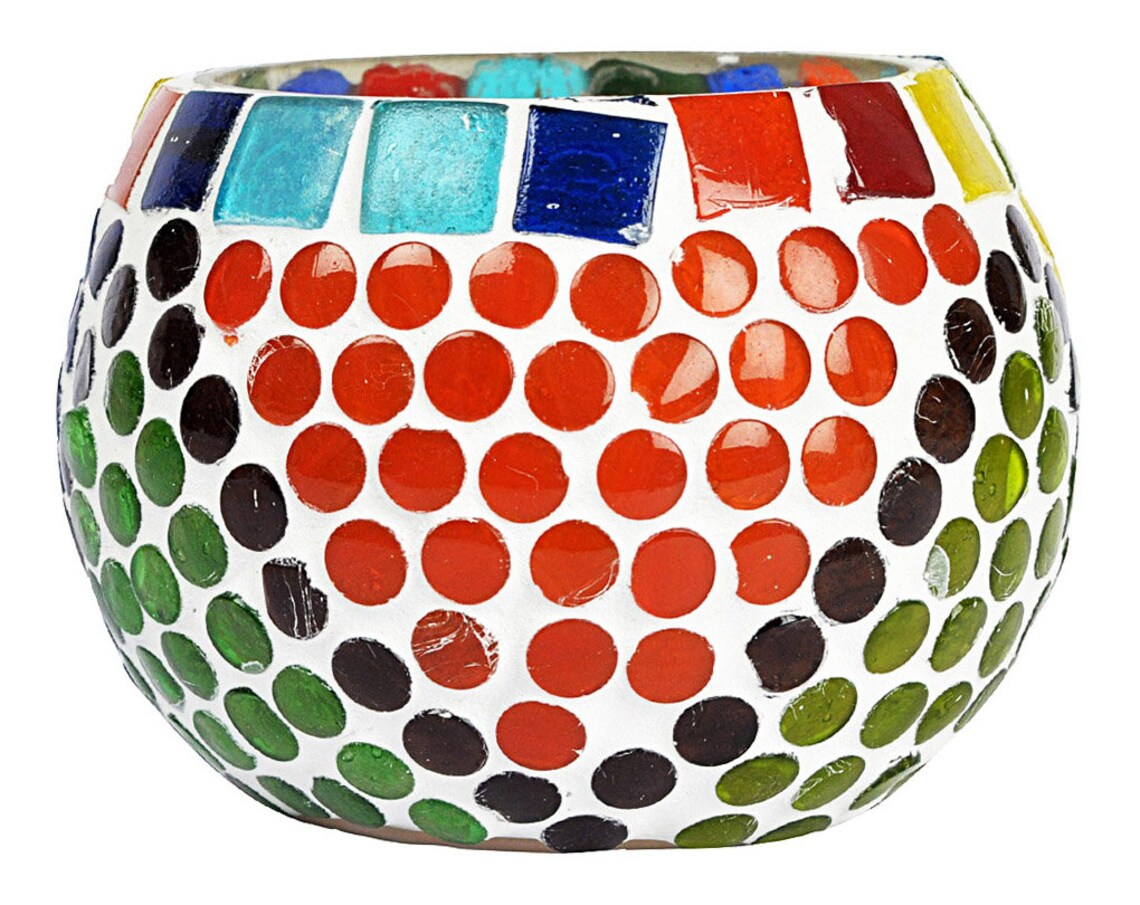 Home Decor Mosaic Glass Candle Holder Wedding Table Etsy