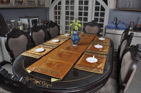 Home Kithcen Dining Table Placemat Handmade Silk Tableclothes Runner With Mat Set Of 7 Pcs Dresser Scarf 6 Seater Linens Living Vadel Com Home Kithcen Dining Table Placemat, Dining Room Table Placemats