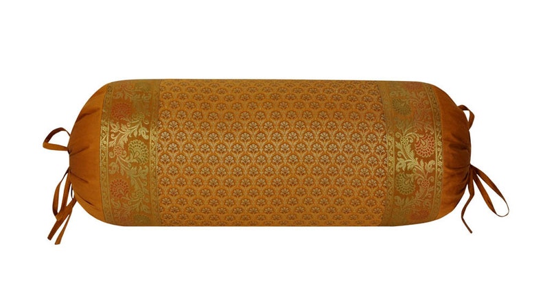 Home Decor Pillows Indian Round Brown Bolster Pillow Cover 30 X 15
