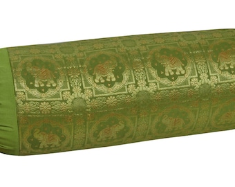 Cushion cover brocade banarasi silk cylindrical bolster covers Pillowcase Home Decor Wedding Housewarming Gifts  15x30 Inches