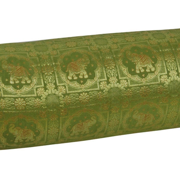 Housse de coussin brocart banarasi soie petit traversin cylindrique couvre taie d'oreiller décor à la maison mariage pendaison de crémaillère cadeaux 15x30 pouces