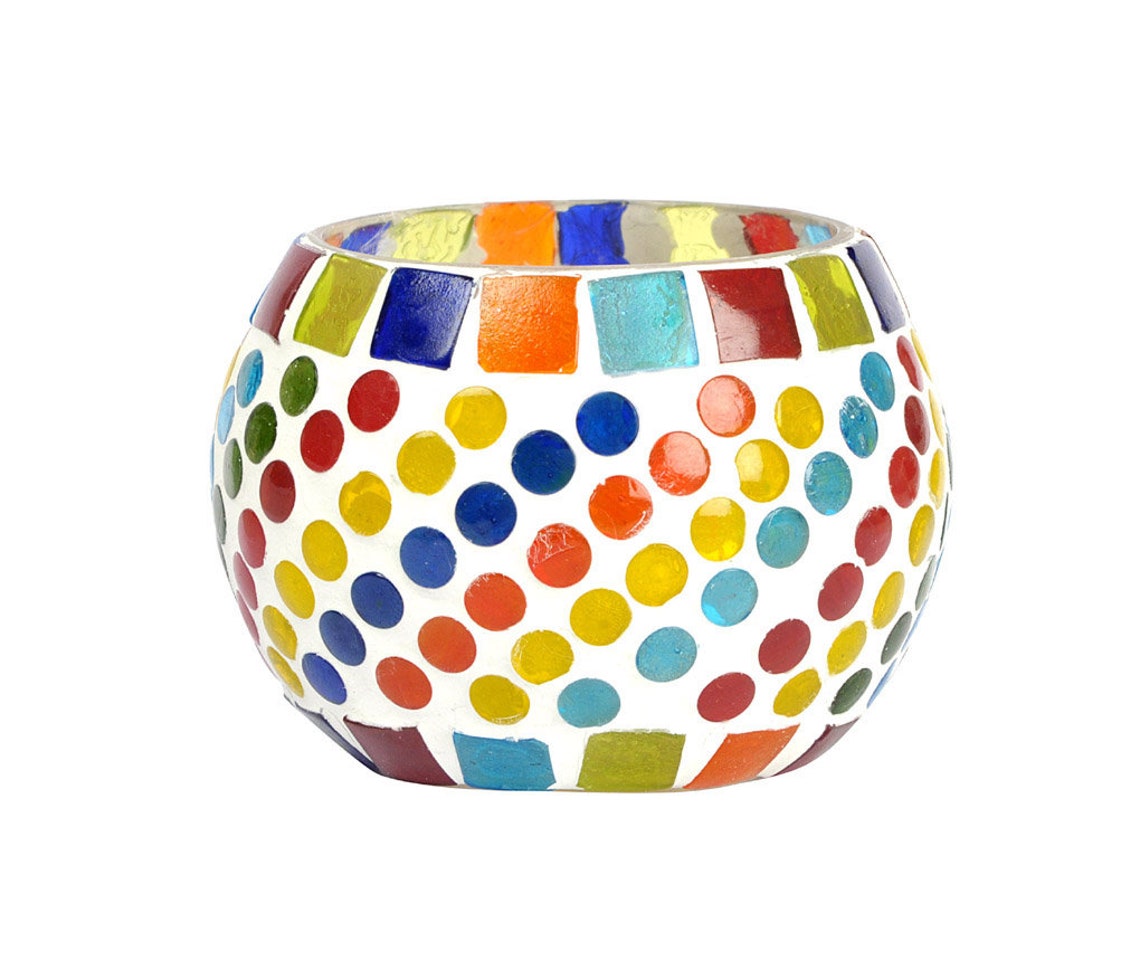 Home Decor Mosaic Glass Candle Holder Wedding Table Etsy