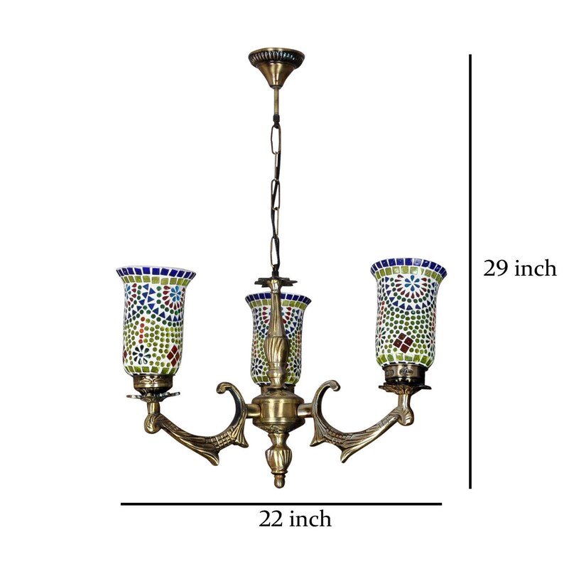 Handmade Multicolor 3 Light Pendent Light Glass Ceiling Lamp Chandelier for HotelLiving Room Decor