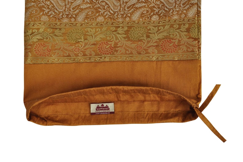 Neck Round Bolster Silk Brocade Work Bolster Pillow Cover with Filler Cushion Cover Living Room Decor