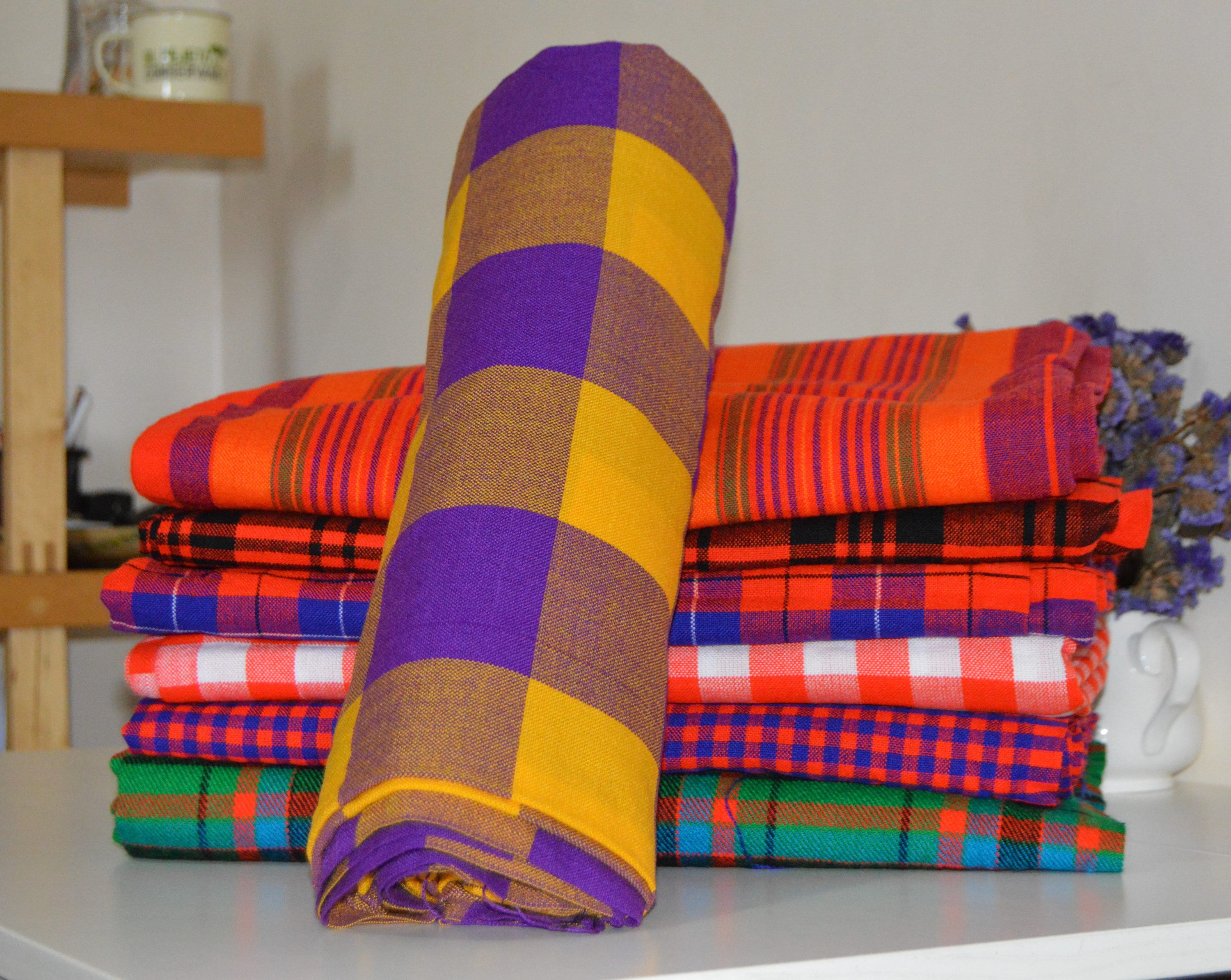 Yellow and Puple Maasai Shuka/kenyan Shuka/camping Essential 