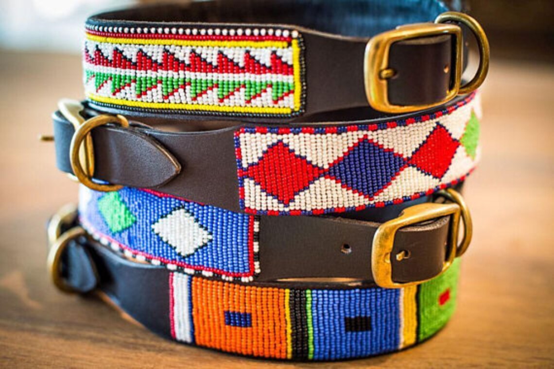 ON SALE African Dog Collar Maasai Beads Dog Collar Canine Friend Collar