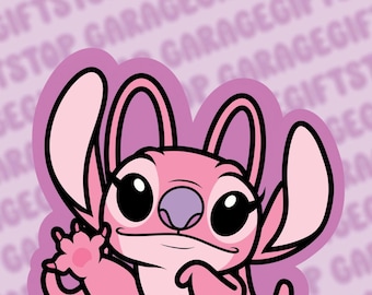 Pegatina de ángel que mira, linda calcomanía de ángel rosa, pegatina para coche