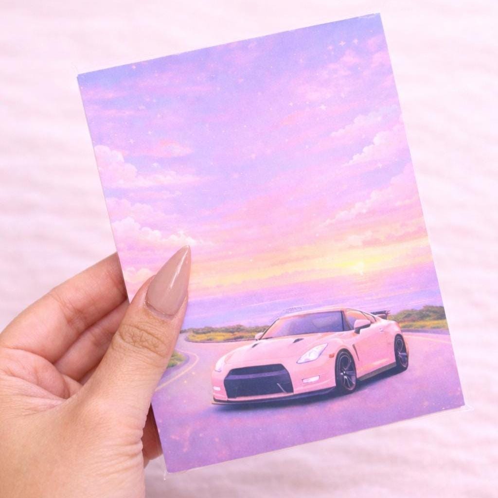 Dreamy Pink GTR Notepad, Car Girl Aesthetic Memo Pad, Cute Automotive ...