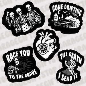 Spooky Skeleton Halloween Car Stickers, JDM Sticker, Send It Decal, Drift Decal