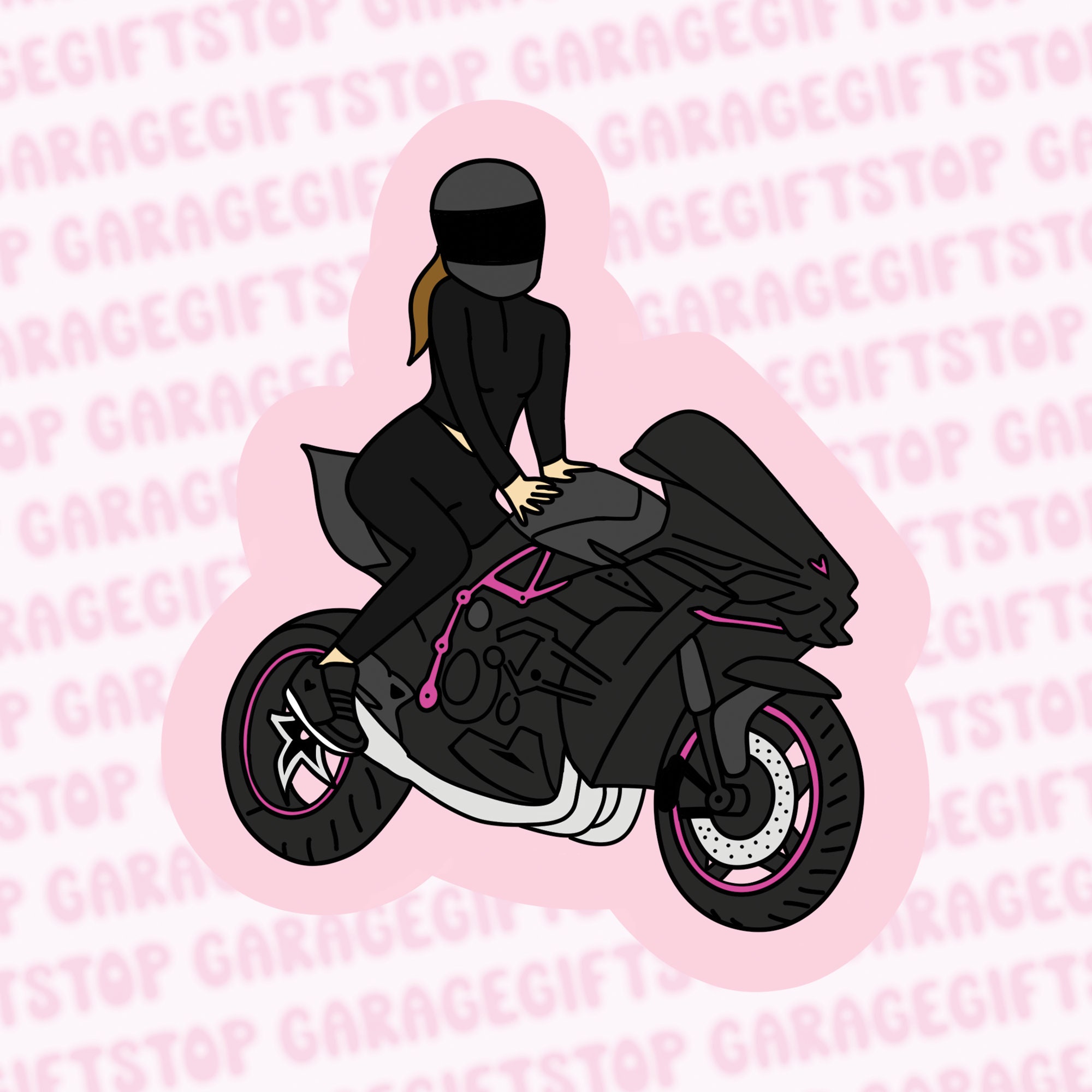 Cute Motorcycle Girl Sticker Motorcycle Decal Girly Pink Auto Sticker Etsy Canada