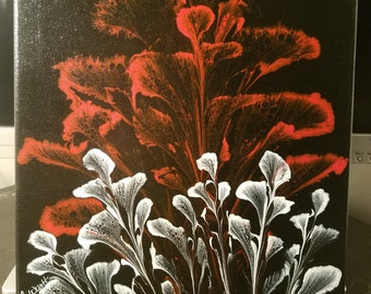 Acrylic string painting-Red & White Flowers