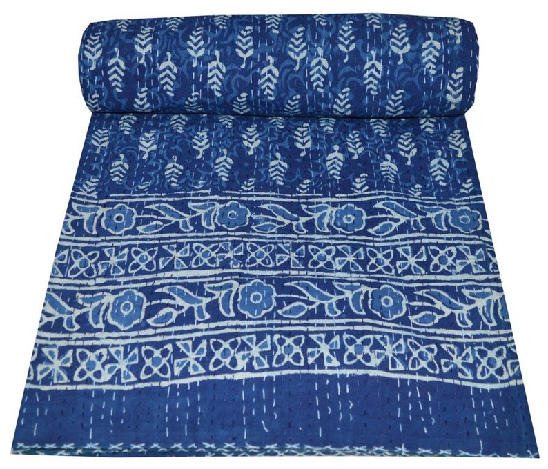Handmade Kantha Quilt Indian Bedspread Queen Size Bedspreads Etsy