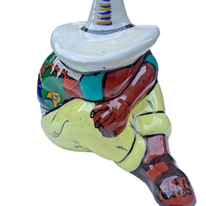 Isidoro Mexico Hand Painted Folk Art Pottery Story Sombrero Siesta Man Figurine