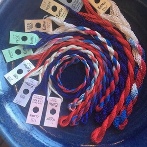 Brazilian Embroidery Thread- Bundle of 10 assorted - #3 Red, White, and Blue