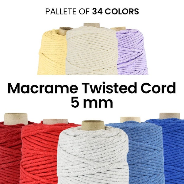 Corde torsadée en macramé 5 mm / 100 mètres / 100 % coton recyclé, corde, faite main, bricolage