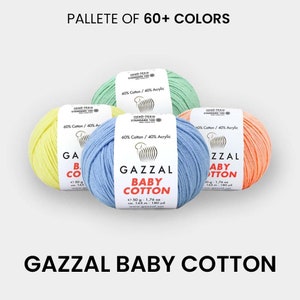 Gazzal Baby Cotton Yarn / 165 meters / High quality, very saturated, very efficient and soft, color palette, handmade, diy