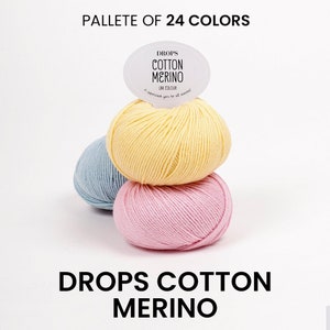 DROPS Cotton Merino Yarn / 110 meters / Extra fine merino, long cotton fibers, vibrant colors, handmade, diy