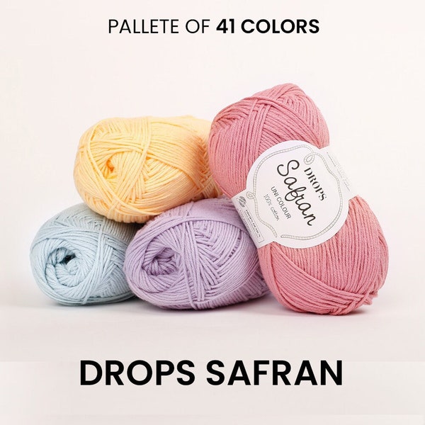 Laine DROPS Safran / 160 mètres / Fibres de coton égyptien, vêtements d'été, fils torsadés, fait main, bricolage