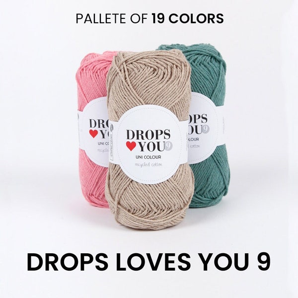 DROPS Loves You 9 Hilo / 125 metros / Ropa de verano, extra duradero, hermosos tonos de mezclilla, hecho a mano, diy