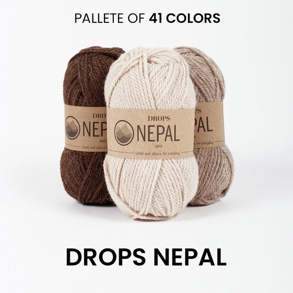 Laine Népal DROPS / 75 mètres / Fil luxueux, facile à tricoter, forme stable, fait main, bricolage