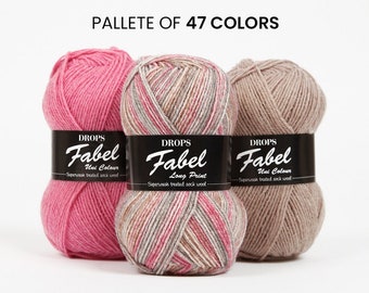 DROPS Fabel Yarn / 205 meters / Easy to care, 4 stranded yarn, superwash treated, handmade, diy