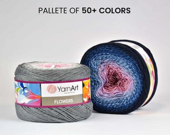 YarnArt Flowers Yarn / 1000 mètres / Couleurs harmonieuses, châles, robes, gâteaux, fait main, bricolage