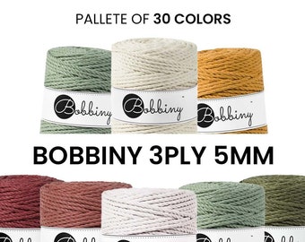 PREMIUM 5mm Bobbiny 3PLY / 100 metri / cordone di cotone intrecciato, corda macrame, corda macrame, fatto a mano, fai da te