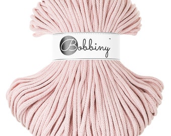 PREMIUM 5mm Bobbiny Pastel Pink Premium cotton cord / 100 meters(108 yrads) /Braided cotton cord, macrame rope, macrame string, handmade,diy