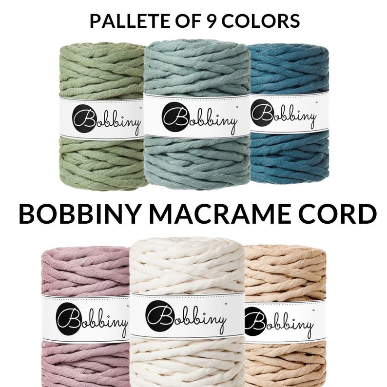 PREMIUM 9 mm Bobbiny Macrame Cord / 30 meters / Twisted cotton cord, macrame rope, single twist macrame string, handmade, diy image 1