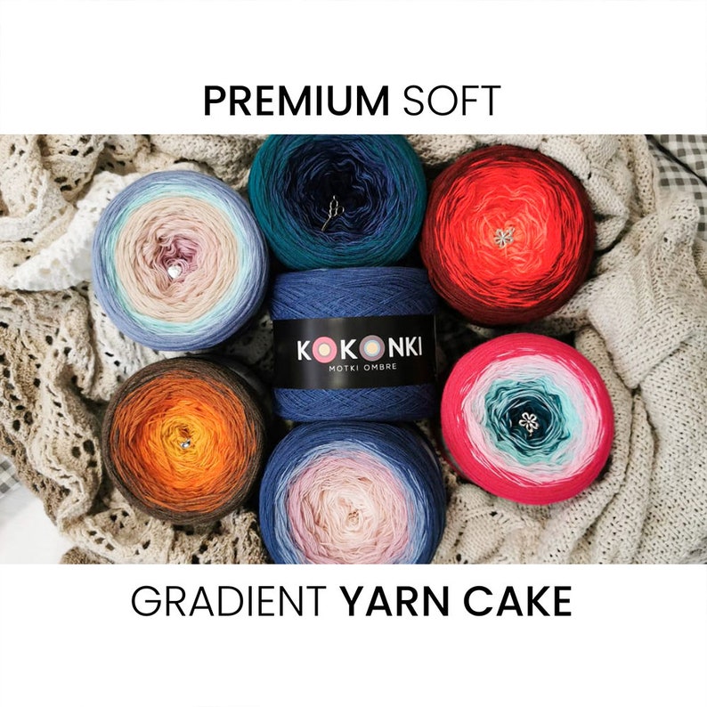 Soft PREMIUM Gradient Yarn Cake KOKONKI / Color palette / KOKONKI ombre yarn image 1