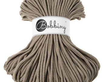 Cavo di cotone Premium Bobbiny Coffee PREMIUM da 5 mm / 100 metri (108 yrad) / cavo di cotone intrecciato, corda macrame, corda macrame, fatto a mano, fai da te