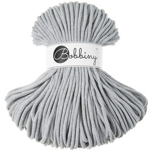 PREMIUM 5 mm Bobbiny Light Grey Premium cordino di cotone / 100 metri (108 iarde) / Cordoncino di cotone intrecciato, corda macramè, spago macramè, fatto a mano, fai da te