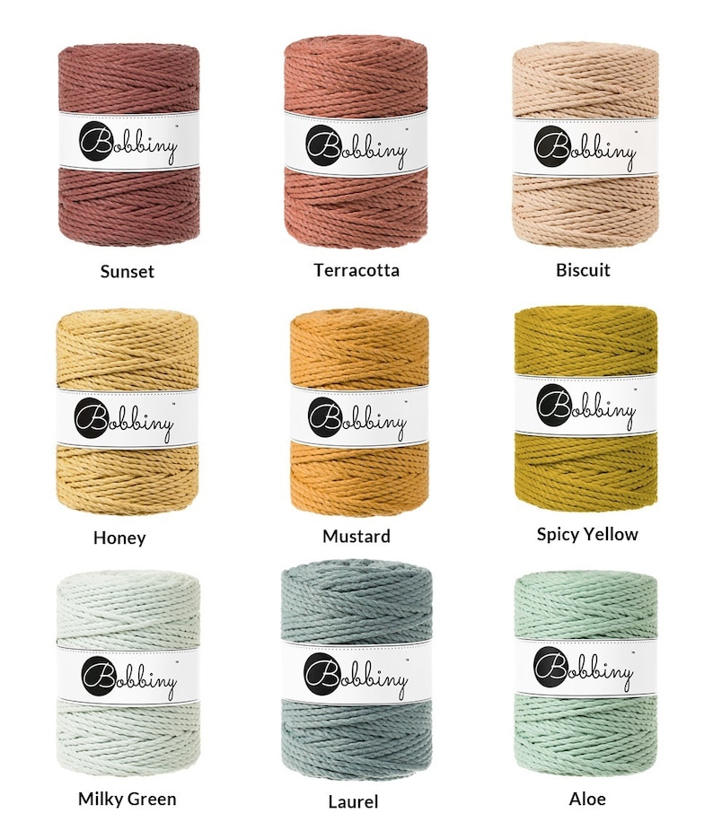 PREMIUM 5mm Bobbiny 3PLY / 100 meters / Braided cotton cord, macrame rope, macrame string, handmade, diy zdjęcie 4