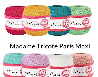 Madame Tricote Paris Maxi / Hilo de algodón mercerizado / Hilo de ganchillo / Encaje / 100 g / 565 m