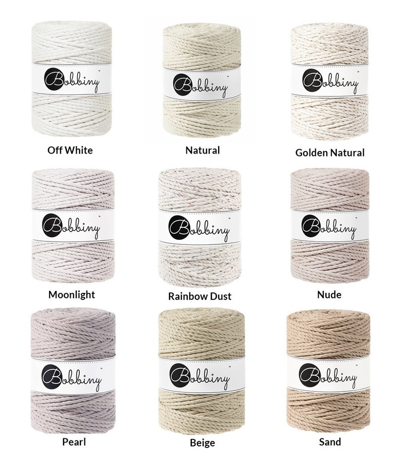 PREMIUM 5mm Bobbiny 3PLY / 100 meters / Braided cotton cord, macrame rope, macrame string, handmade, diy zdjęcie 2