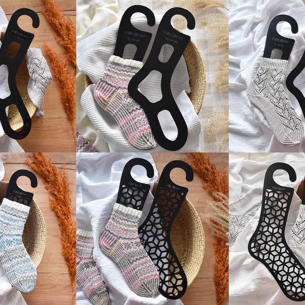 Sock Blockers / schwarzes Plexi / Stricksocken / zwei Designs / Geschenk für die Strickerin