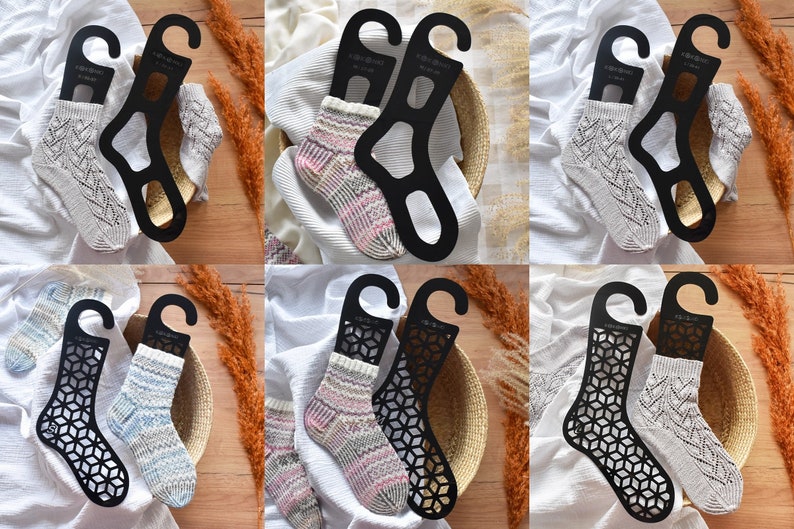 Sock Blockers / black plexi / Knitting Socks / two designs / gift for knitter image 1