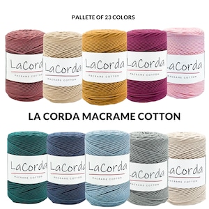 La Corda Macrame Cotton Cord 2 mm / 200 metri / Morbido, flessibile ed elastico, corda macramè spago macramè fatto a mano fai da te