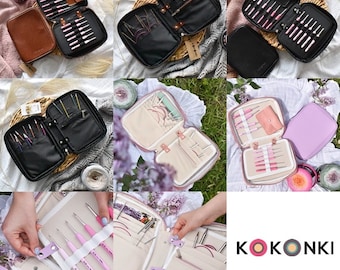 Premium KOKONKI Case Organizer per Uncinetti e Aghi / Pelle / Accessori KOKONKI