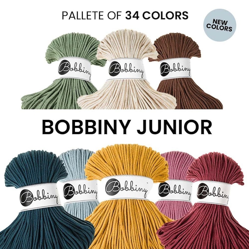 PREMIUM 3mm Bobbiny Junior / 100 meters / Braided cotton cord, macrame rope, macrame string, handmade, diy zdjęcie 1