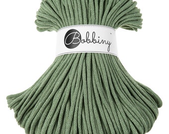 PREMIUM 5mm Bobbiny Eucalyptus Green Premium cord / 100 meters(108 yrads) / Braided cotton cord, macrame rope, macrame string, handmade, diy