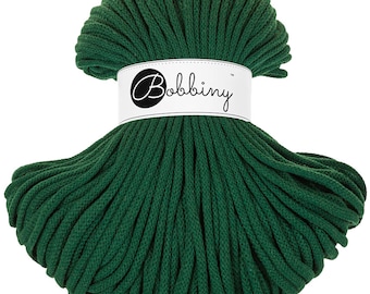 PREMIUM 5mm Bobbiny Pine Green Premium cotton cord / 100 meters(108 yrads) / Braided cotton cord, macrame rope, macrame string, handmade,diy