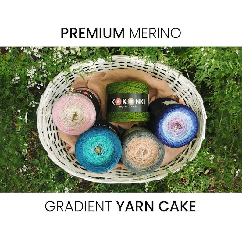 Merino PREMIUM Gradient Yarn Cake KOKONKI / Palette de couleurs / Laine KOKONKI ombrée image 1