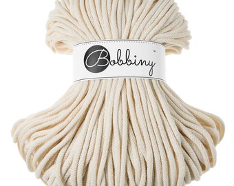 PREMIUM 5mm Bobbiny Natural Premium cotton cord / 100 metros (108 yrads) / Cordón de algodón trenzado, cuerda de macramé, hilo de macramé, hecho a mano, diy