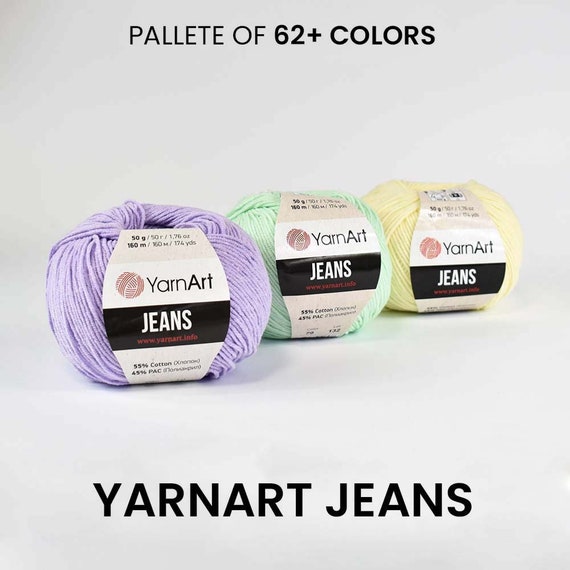 YarnArt Jeans Garn – 50g, 160m, 55% Baumwolle 45% Polyacryl, Ideal Zum Häkeln & Stricken (Farbe 01)