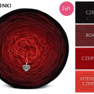 Gradient yarn cake KOKONEK Soft 165 Lady in RED / 100% soft acrylic / KOKONKI ombre yarn image 2